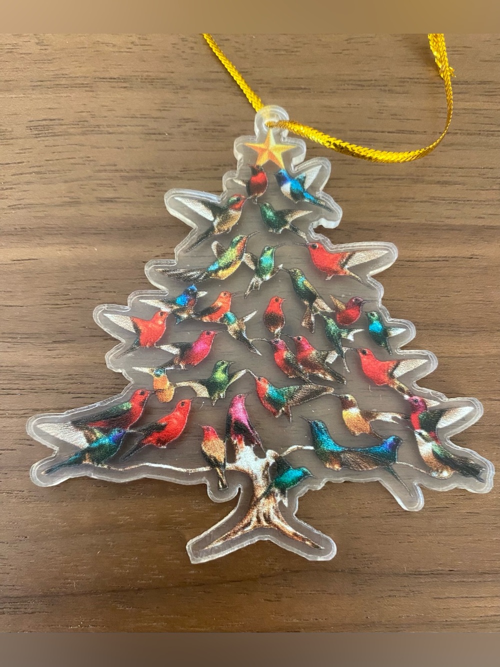 Set of 5 Hummingbird Christmas Tree Acrylic Ornaments Holiday Decor